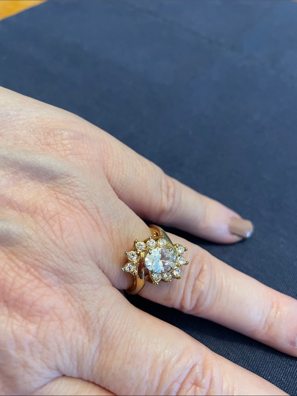 Gold CZ Cluster Cocktail Ring - Women Jewelry